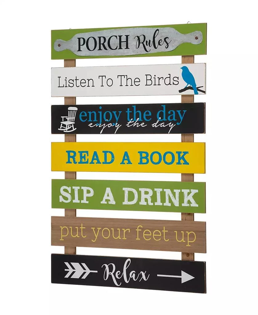 商品Glitzhome|Oversized Rustic Slats Porch Rules Sign Wall Sign,价格¥282,第2张图片详细描述