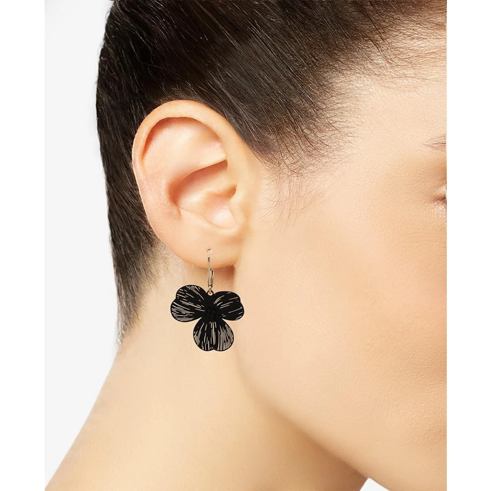 商品Lonna & Lilly|Gold-Tone Jet Pavé Openwork Flower Drop Earrings,价格¥179,第2张图片详细描述