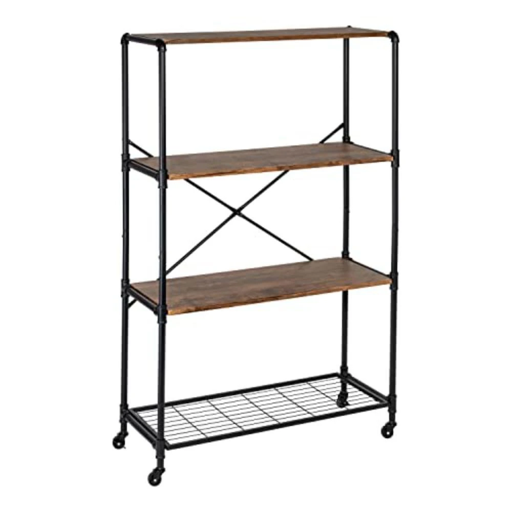 商品Honey Can Do|Honey-can-do 4-tier Industrial Rolling Bookshelf With Wheels,价格¥2106,第1张图片