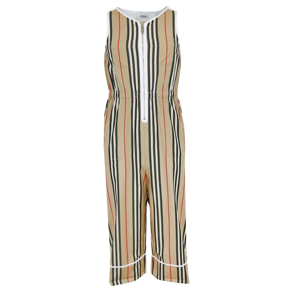 商品Burberry|Ophelia Beige Striped Jumpsuit,价格¥3052,第1张图片