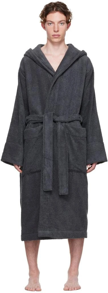 商品Tekla|Black Organic Cotton Bathrobe,价格¥609,第1张图片