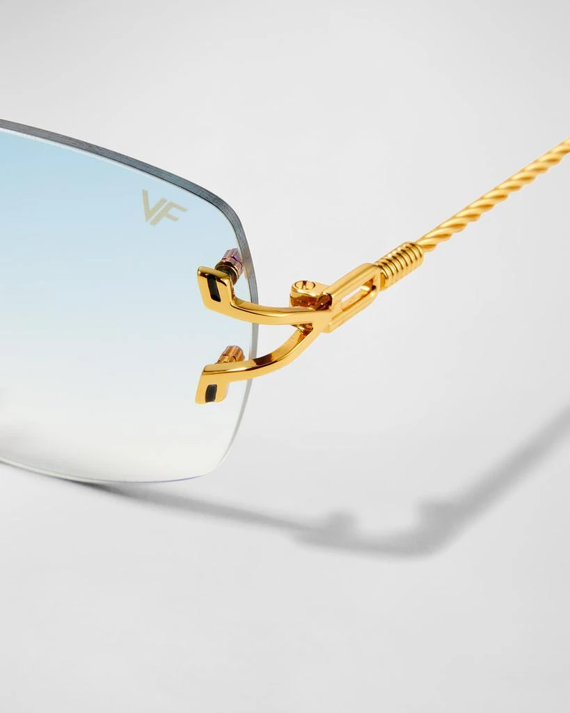 商品Vintage Frames Company|Men's VF Bal Harbour Rectangle Rimless Sunglasses,价格¥2317,第5张图片详细描述