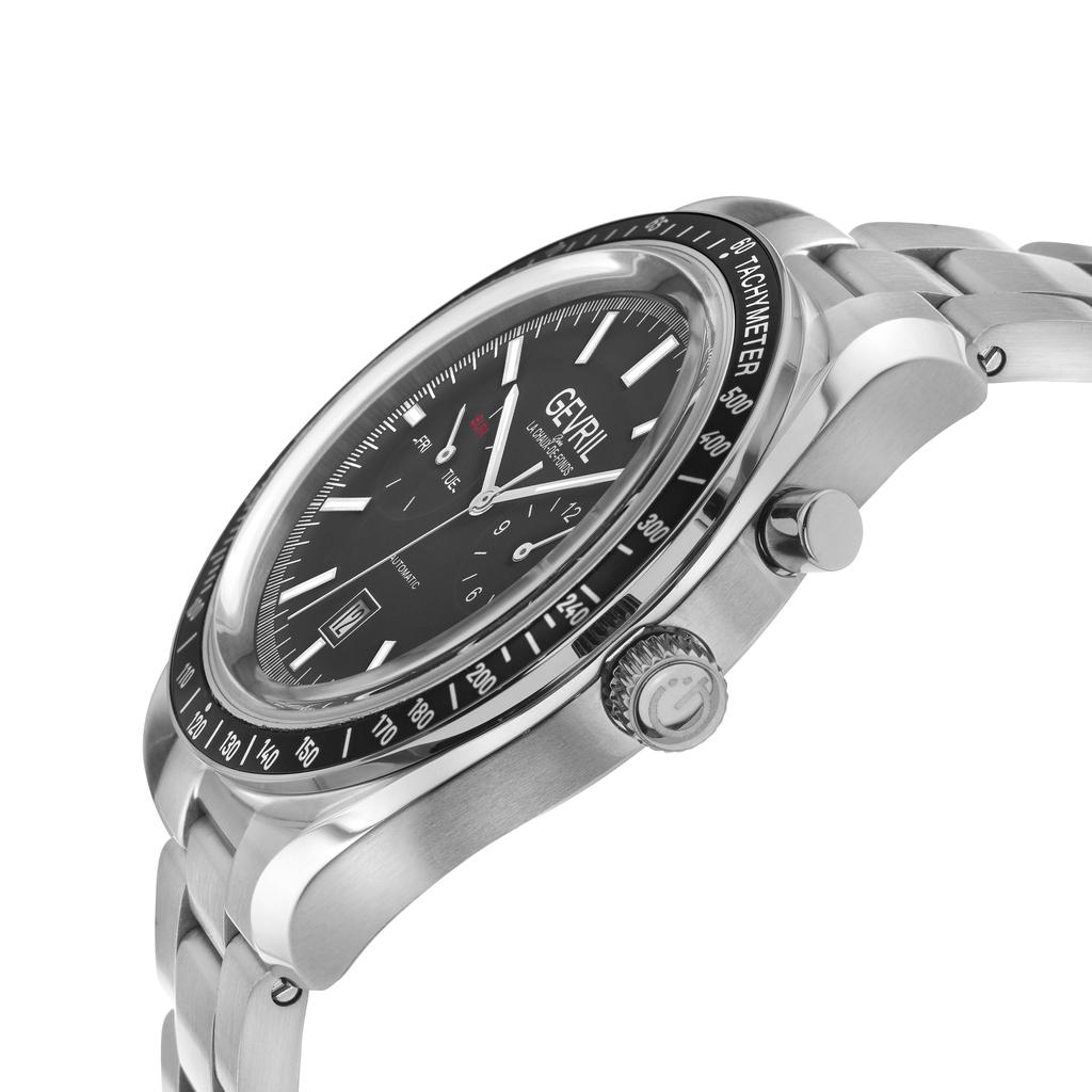 Gevril Lenox Automatic Men's Watch Black Dial Black Subdials Day/Date Stainless Steel Bracelet商品第2张图片规格展示