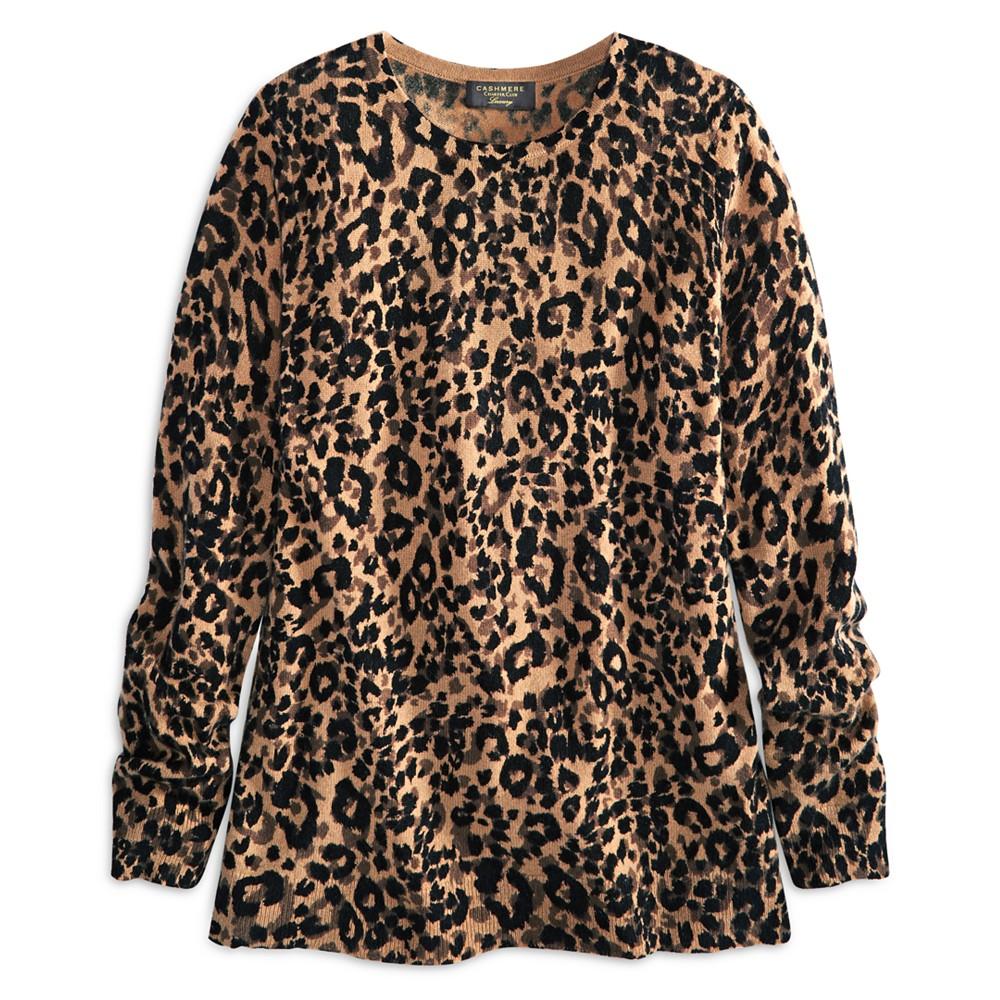 Plus Size 100% Cashmere Cheetah-Print Sweater, Created for Macy's商品第4张图片规格展示