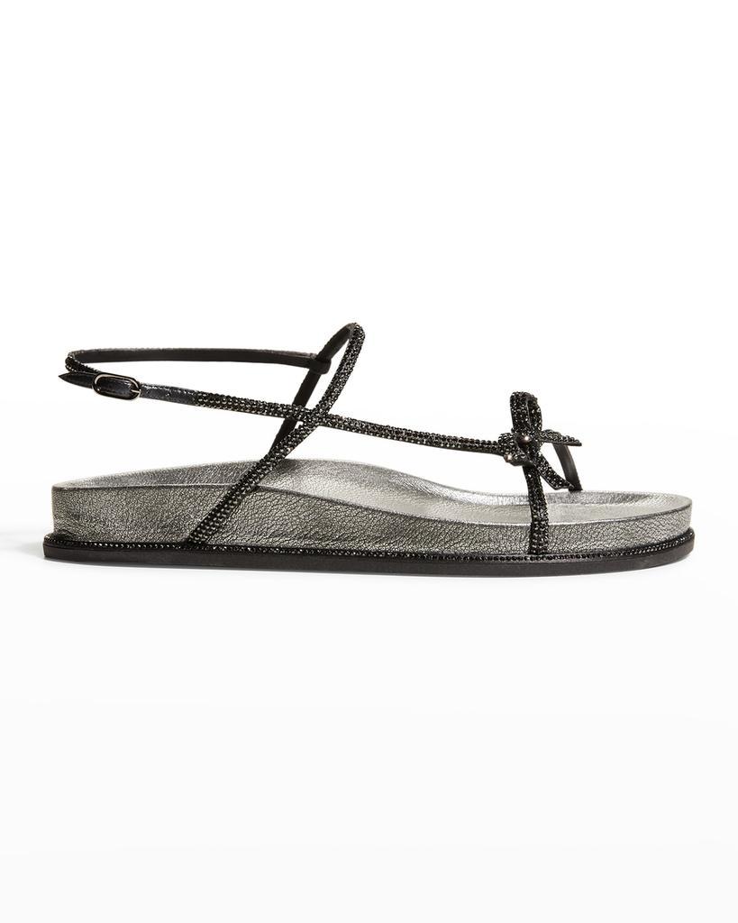 商品Rene Caovilla|Asymmetrical T-Strap Strass Bow Sandals,价格¥5305,第1张图片