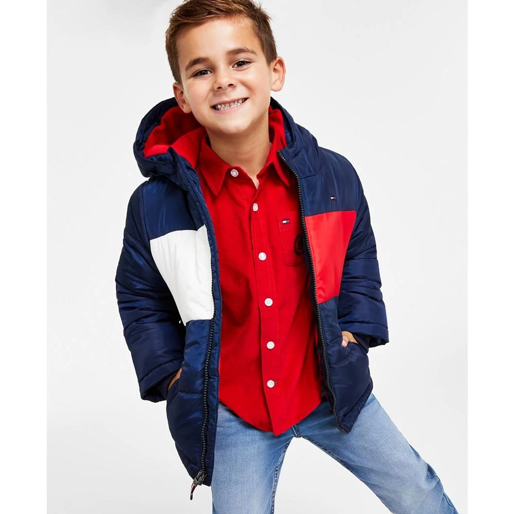 商品Tommy Hilfiger|Toddler and Little Boys Pieced Puffer Jacket,价格¥331,第3张图片详细描述