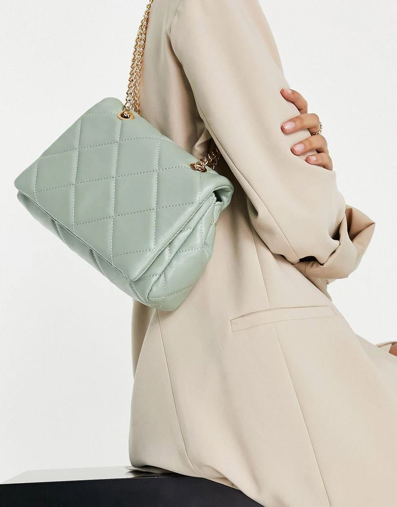 商品ASOS|ASOS DESIGN shoulder bag with diamond quilt in sage green,价格¥99,第1张图片