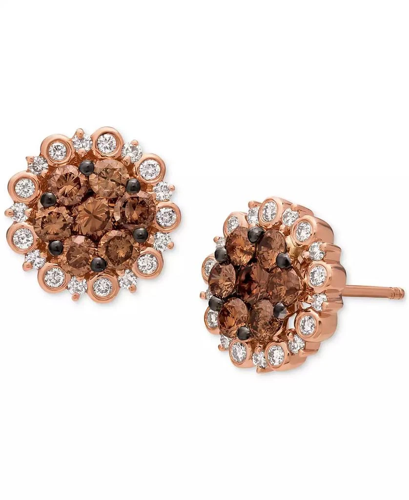 商品Le Vian|Chocolatier® Chocolate Diamond & Vanilla Diamond Halo Cluster Stud Earrings (1-3/8 ct. t.w.) in 14k Rose Gold,价格¥6940,第1张图片