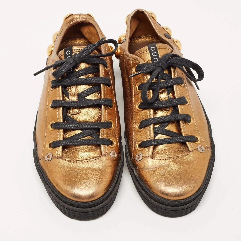 商品[二手商品] Gucci|Gucci Metallic Leather Babouska Studded Praga Sneakers Size 36,价格¥1140,第3张图片详细描述