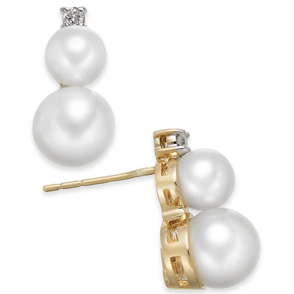 商品Macy's|Cultured Freshwater Pearl (5mm & 7mm) & Diamond Accent Stud Earrings in 14k Gold,价格¥1275,第3张图片详细描述