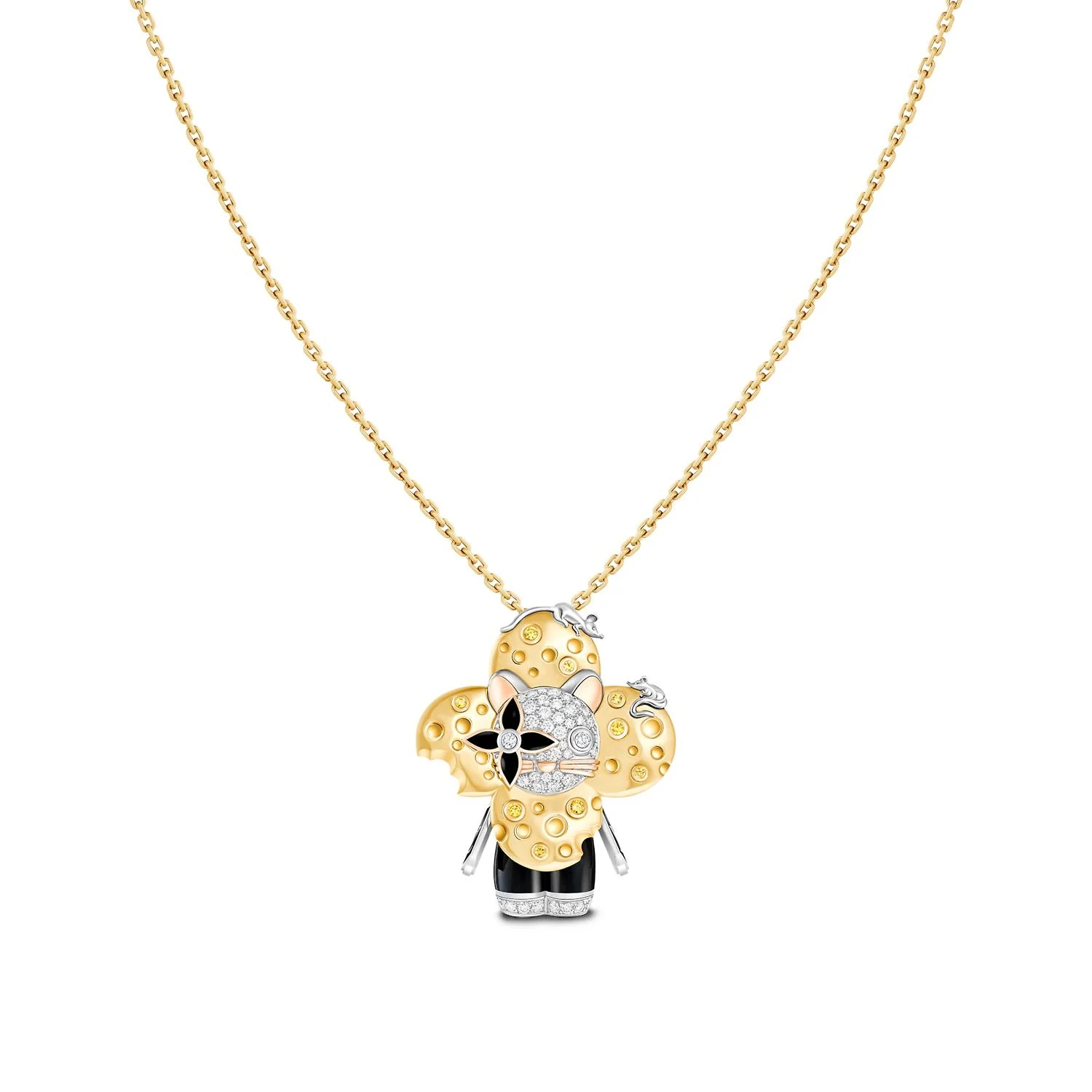 【预售】 LV路易威登 24秋冬 女士 吊坠 VIVIENNE RAT 18K 金漆光钻石彩色宝石项链 Q93972 商品