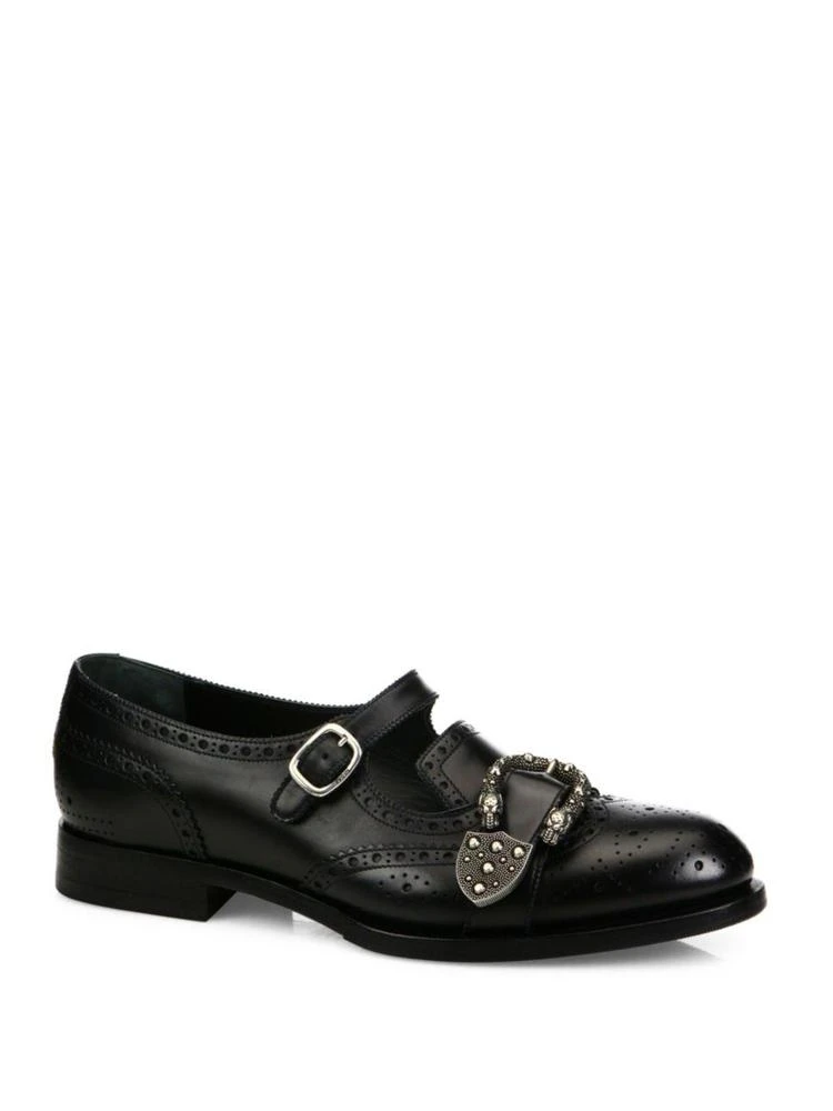 商品Gucci|Queercore Leather Mary Janes Brogue Shoes,价格¥9742,第1张图片