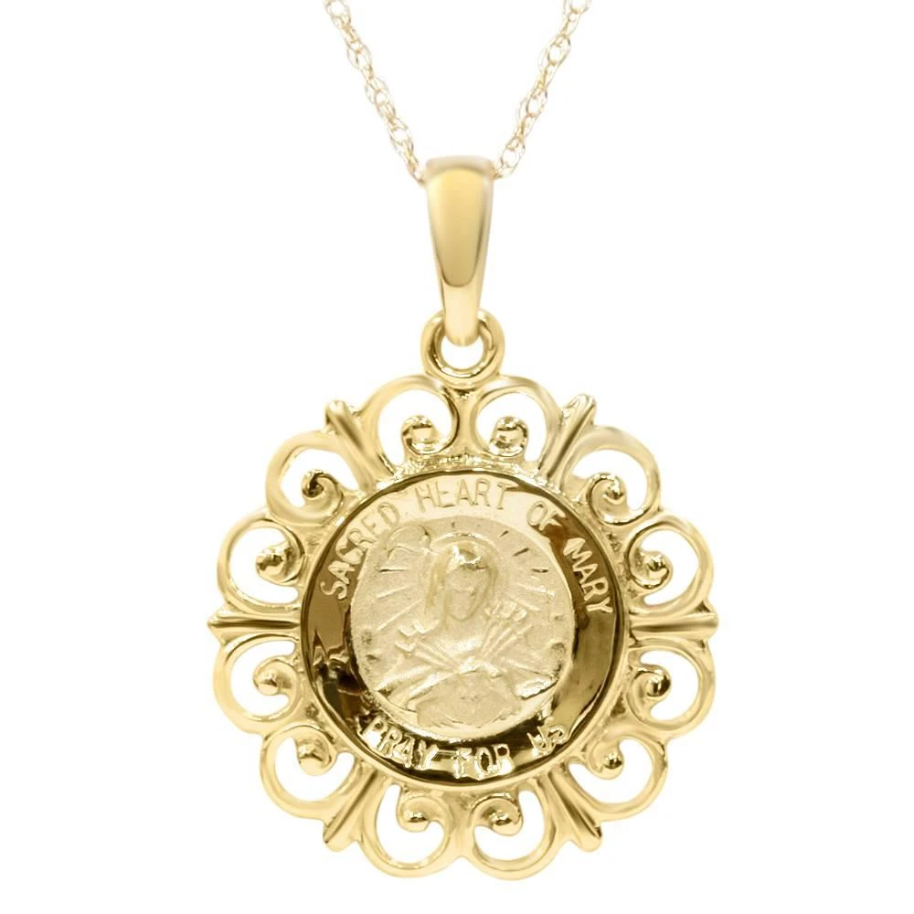 商品Pompeii3|14 Karat Yellow Gold Miraculous Mary Religious Pendant Necklace 1" Tall,价格¥2145,第1张图片