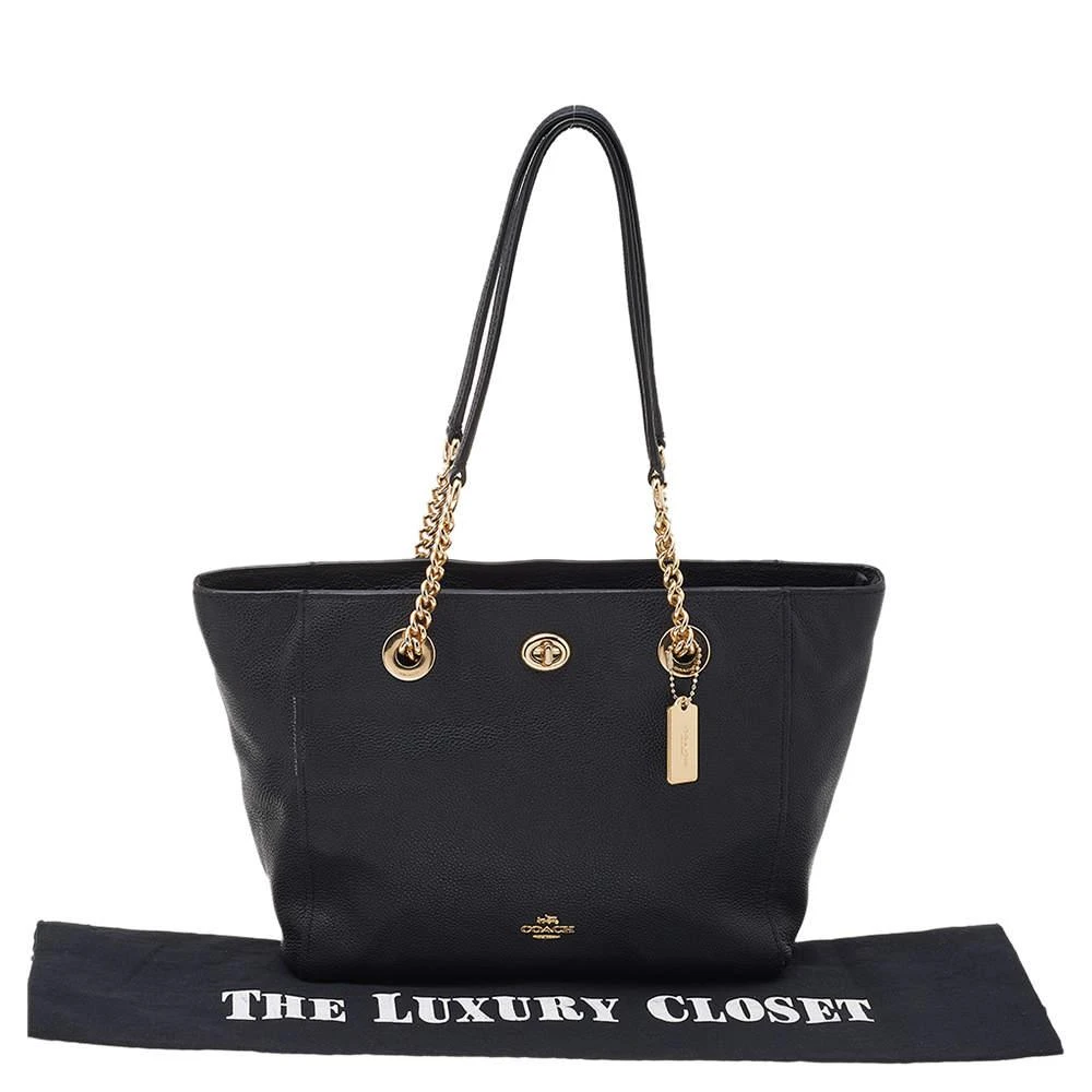 Coach Black Leather Turnlock Chain Tote 商品