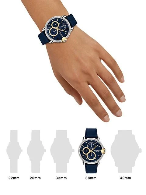 商品Coach|Arden Stainless Steel & Crystal Leather Strap Watch,价格¥2213,第2张图片详细描述