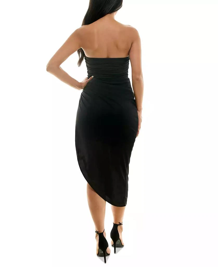 商品Emerald Sundae|Juniors' Strapless Ruched Mesh Bodycon Midi Dress,价格¥307,第2张图片详细描述