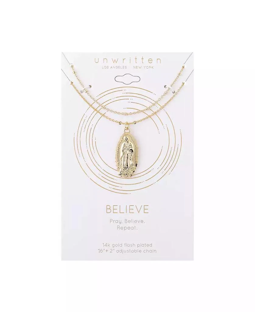 商品Unwritten|14K Gold Flash Plated Virgin Mary Layered Pendant Necklace,价格¥306,第2张图片详细描述