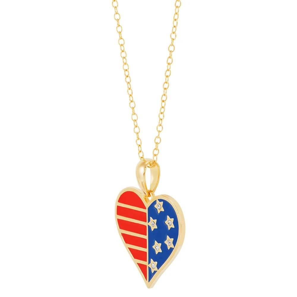 商品Giani Bernini|Enamel Stars & Stripes Heart Pendant Necklace in 14k Gold-Plated Sterling Silver, 16" + 2" extender, Created for Macy's,价格¥223,第3张图片详细描述