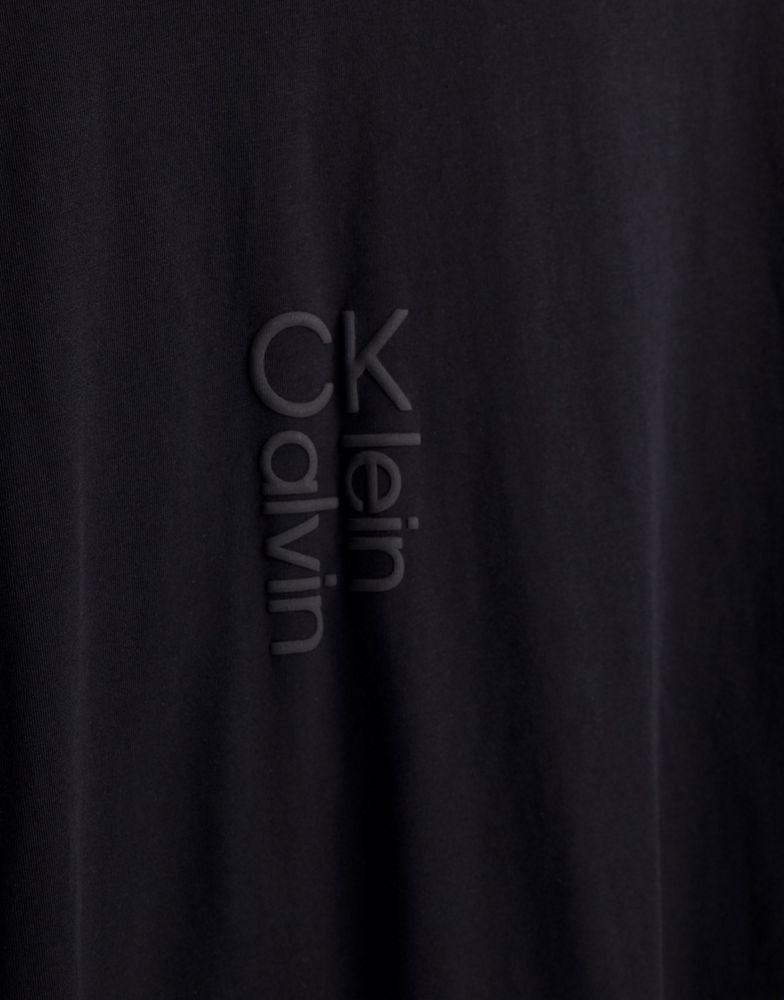 Calvin Klein Big & Tall hybrid logo t-shirt in black商品第4张图片规格展示
