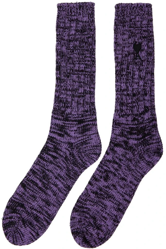 商品AMI|Purple & Black Ami de Cœur Socks,价格¥597,第2张图片详细描述
