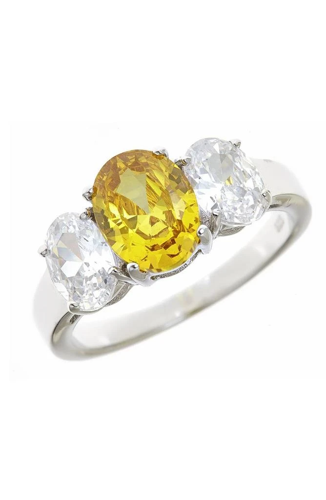 商品Sterling Forever|Sterling Silver Triple Ovaline Canary Anniversary Ring,价格¥363,第1张图片