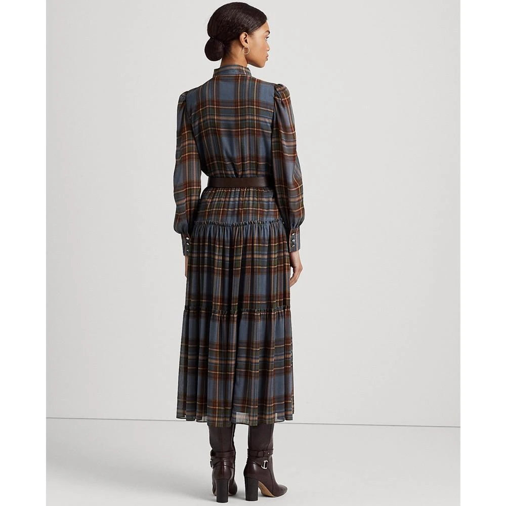 商品Ralph Lauren|Plaid Tie-Neck Crinkle Georgette Dress,价格¥1094,第2张图片详细描述