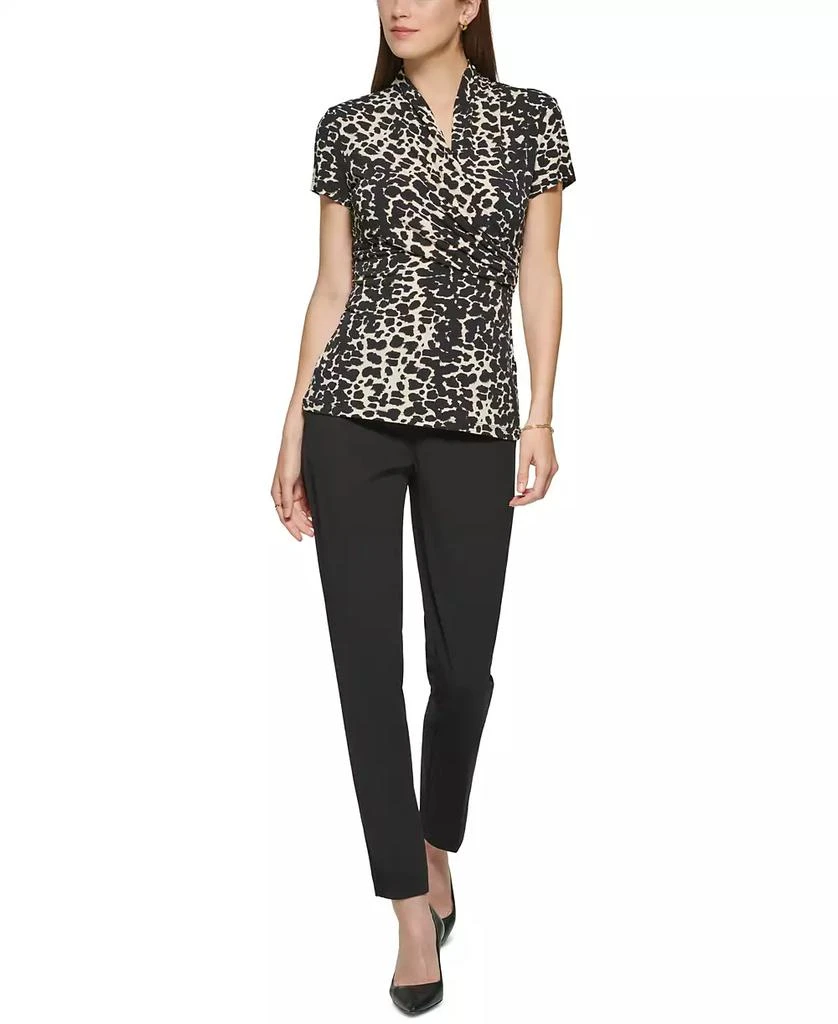 商品DKNY|Petite Animal-Print Draped Surplice Blouse, Created for Macy's,价格¥373,第4张图片详细描述