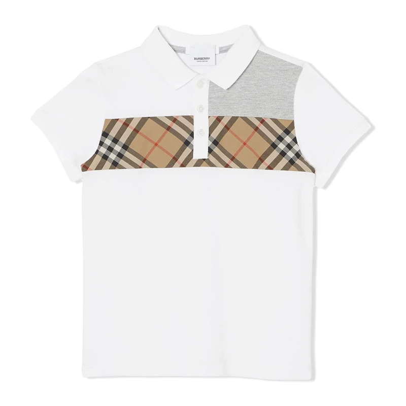 商品Burberry|Burberry Kids 博柏利童装 Vintage 格纹装饰棉质 Polo 衫 8010022,价格¥837,第1张图片