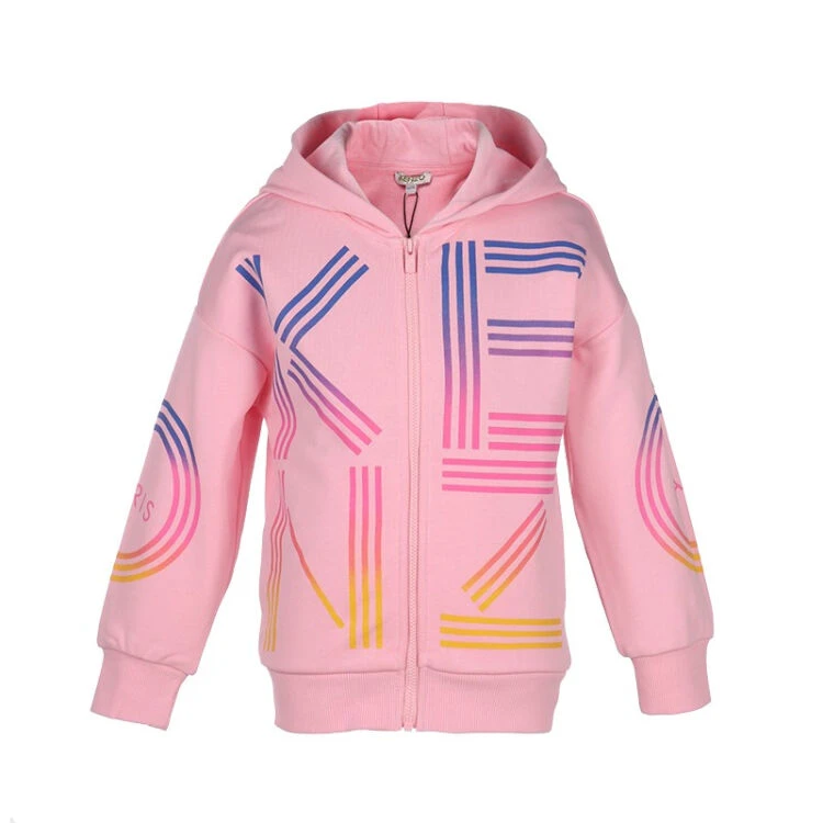 商品Kenzo|KENZO 女童粉色棉质字母图案连帽卫衣 KR17068-32,价格¥752,第1张图片