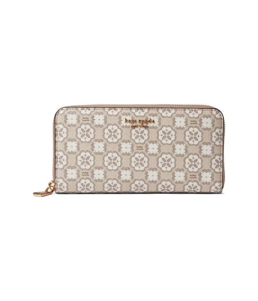 商品Kate Spade|Spade Flower Monogram Coated Canvas Zip Around Continental Wallet,价格¥595,第1张图片