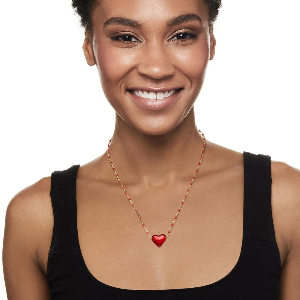 商品Ross-Simons|Ross-Simons Italian Red Murano Glass Heart Bead Necklace in 18kt Gold Over Sterling,价格¥787,第2张图片详细描述