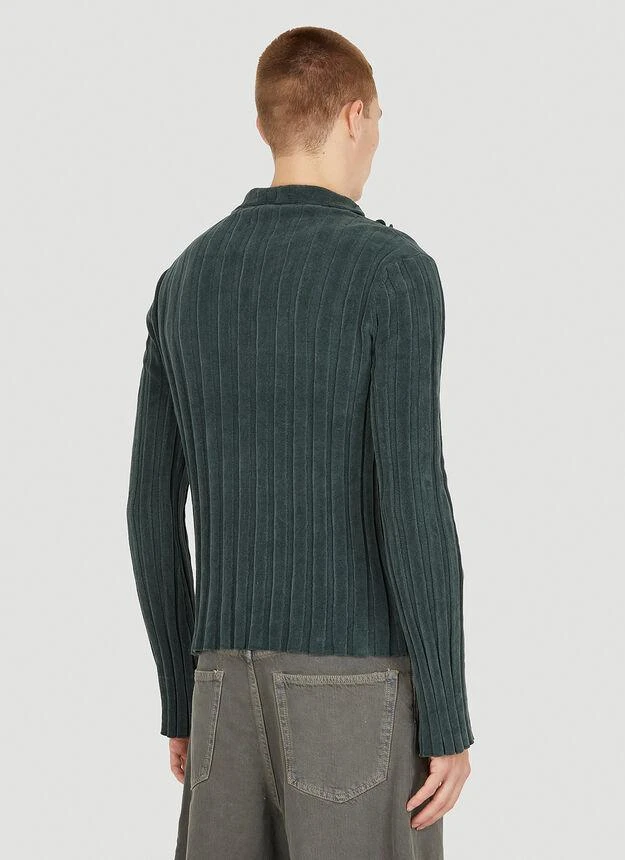 商品Acne Studios|Velour Polo Top in Green,价格¥2840,第4张图片详细描述