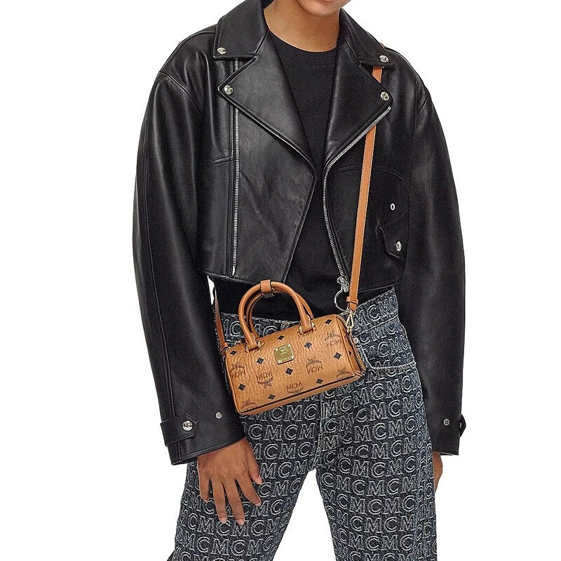 女包女士Essential系列 干邑色人造革配牛皮革迷你手提单肩斜挎包波士顿包桶包 商品