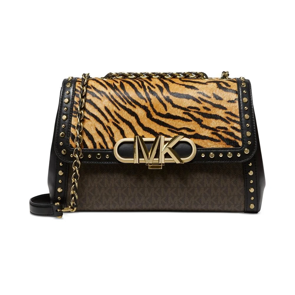 商品Michael Kors|Signature Tiger Print Calf Hair Parker Convertible Chain Shoulder Bag,价格¥2819,第2张图片详细描述