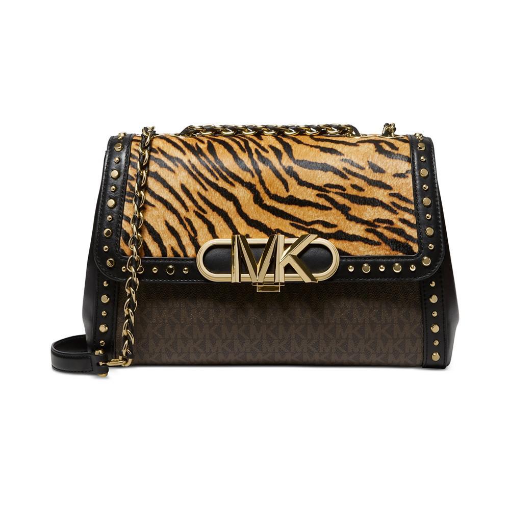 商品Michael Kors|Signature Tiger Print Calf Hair Parker Convertible Chain Shoulder Bag,价格¥4666,第1张图片