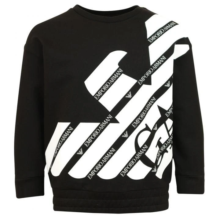 商品Emporio Armani|Black Striped Logo Eagle Sweatshirt,价格¥452,第1张图片