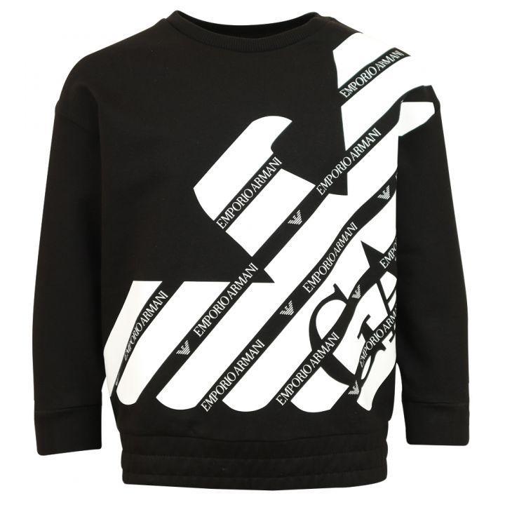 商品Emporio Armani|Black Striped Logo Eagle Sweatshirt,价格¥424,第1张图片