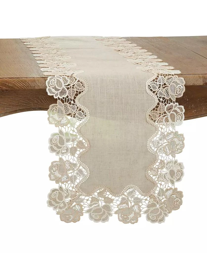 商品Saro Lifestyle|Lace Table Runner with Rose Border Design, 72" x 16",价格¥299,第1张图片