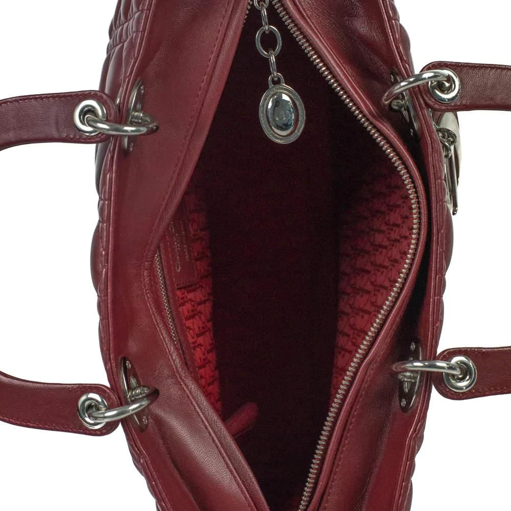 商品[二手商品] Dior|Dior Burgundy Leather Cannage Lady Dior Tote Bag ,价格¥19760,第5张图片详细描述