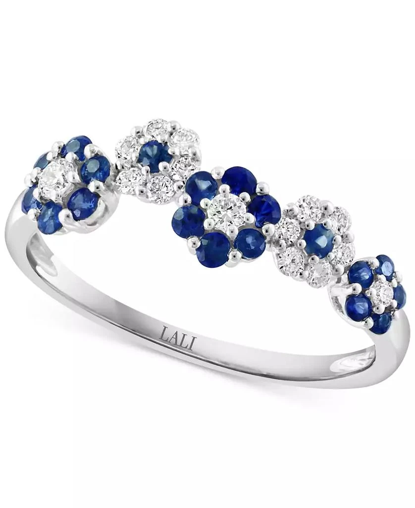 商品LALI Jewels|Sapphire (3/8 ct. t.w.) & Diamond (1/5 ct. t.w.) Flower Ring in 14k White Gold,价格¥5684,第1张图片