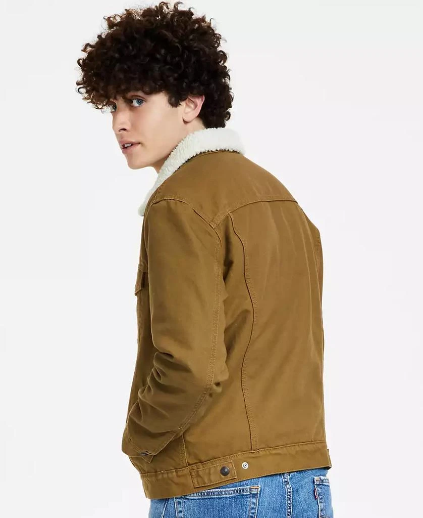 商品Levi's|Men's Regular Fit Sherpa Canvas Trucker Jacket,价格¥569,第2张图片详细描述