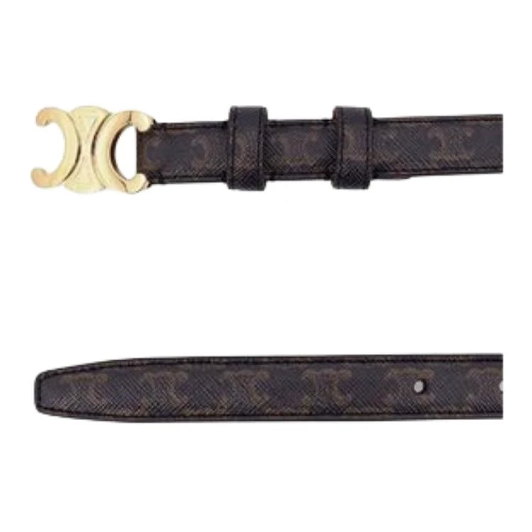 商品[国内直发] Celine|[预售3天]赛琳 徽标印花装饰平滑扣 皮革 皮带 女款 棕色 宽1.8cm,价格¥4289,第8张图片详细描述