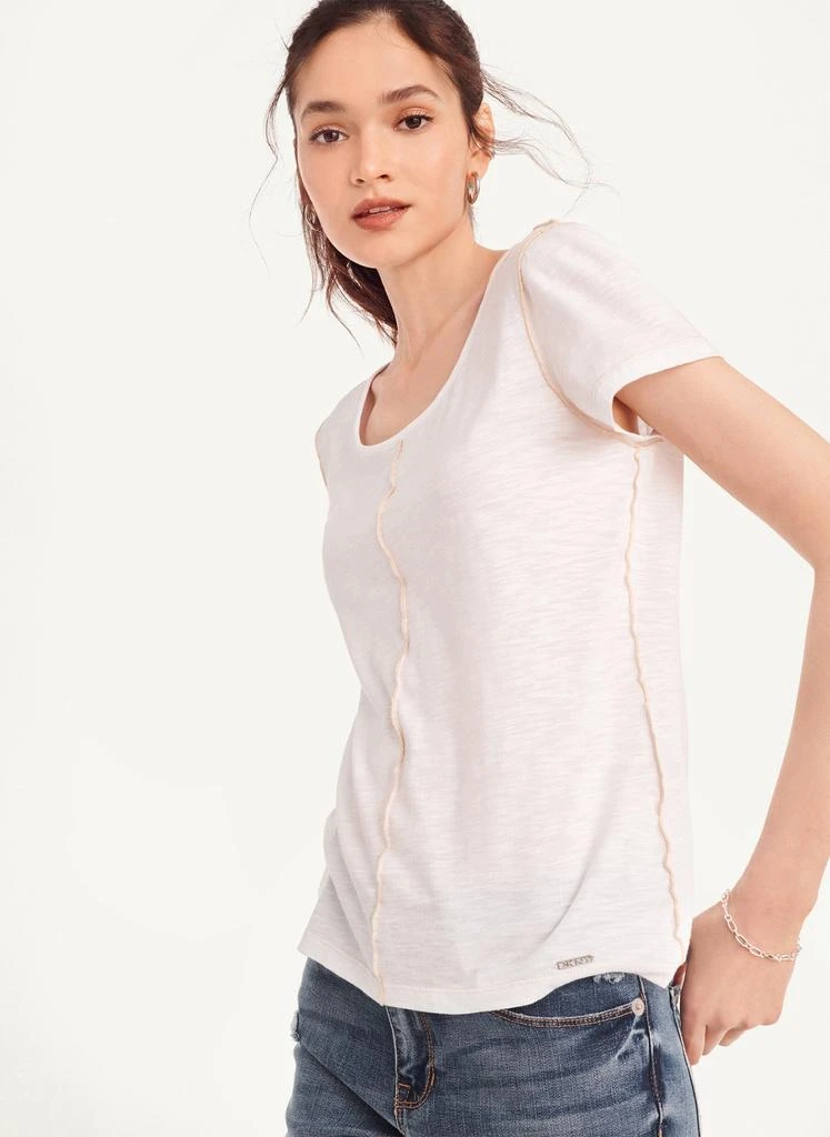 商品DKNY|Scoop Neck Tee With Contrast Stitching,价格¥143,第3张图片详细描述