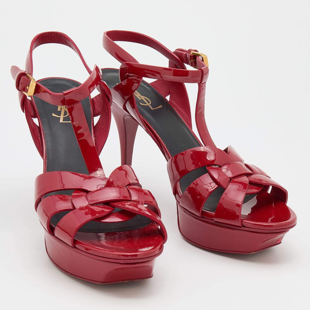 Saint Laurent Red Patent Leather Tribute Sandals Size 39.5商品第4张图片规格展示