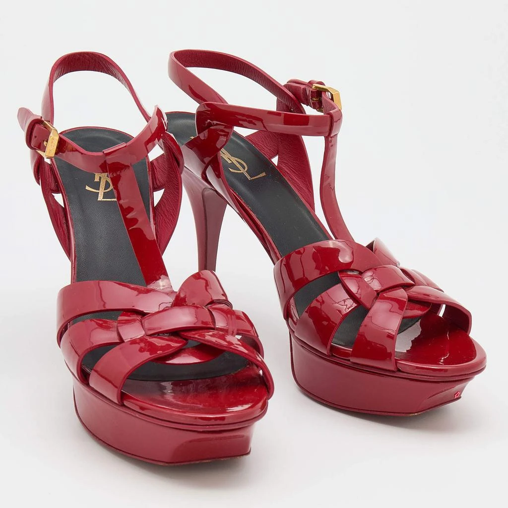 商品[二手商品] Yves Saint Laurent|Saint Laurent Red Patent Leather Tribute Sandals Size 39.5,价格¥1548,第4张图片详细描述