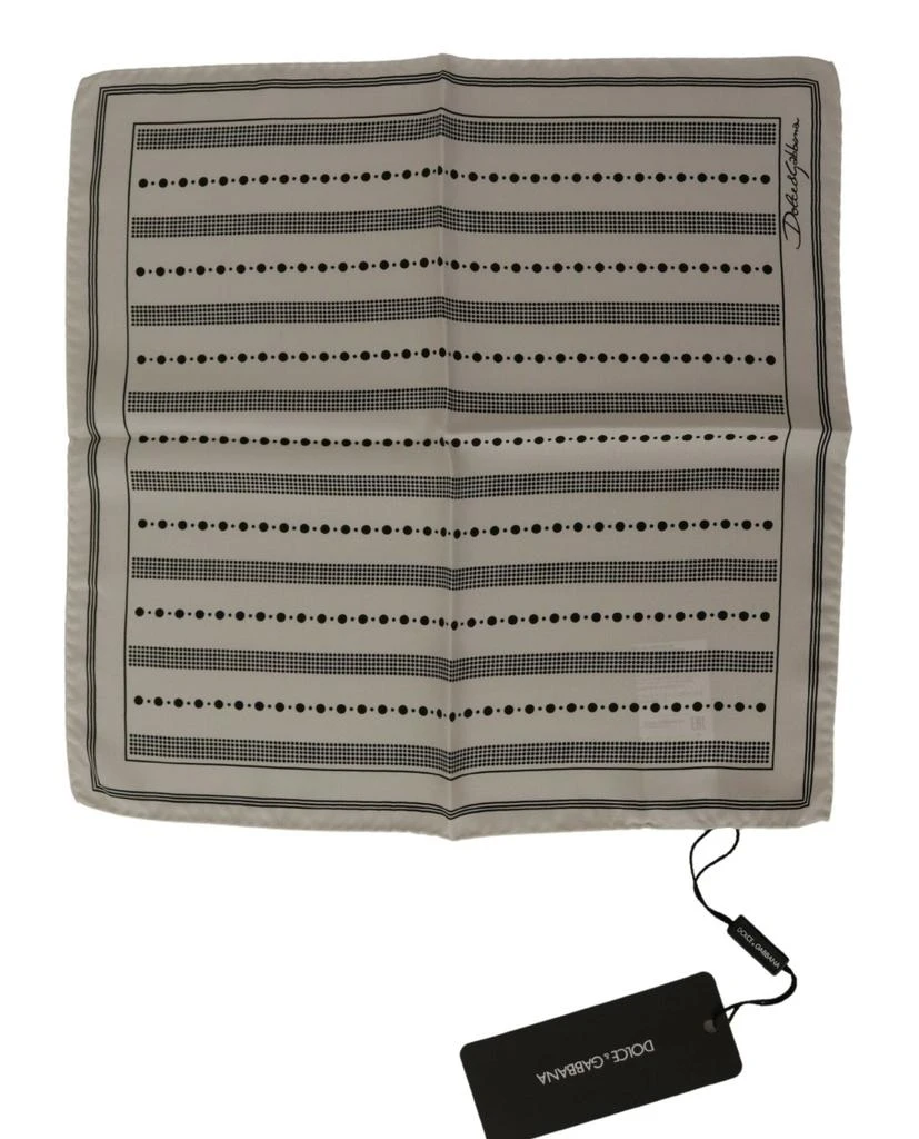 商品Dolce & Gabbana|Dolce & Gabbana White Dotted Stripes Square Handkerchief Scarf,价格¥579,第1张图片