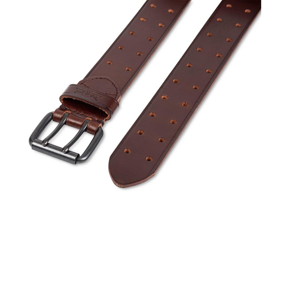 商品Levi's|Men's Leather Perforated Double Prong Workwear Belt,价格¥181-¥182,第6张图片详细描述