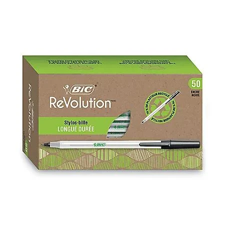 商品BIC|BIC Ecolutions Round Stic Ballpoint Pen, 1mm, Medium, Black Ink, 50ct.,价格¥54,第1张图片