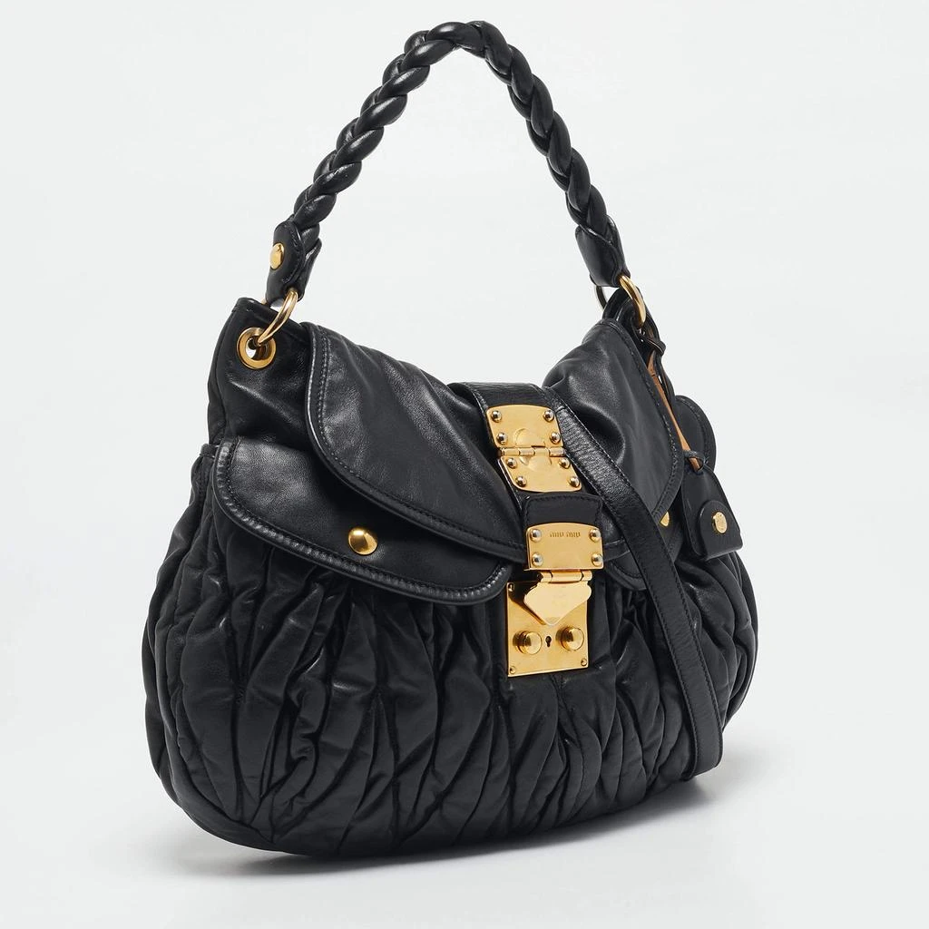 商品[二手商品] Miu Miu|Miu Miu Black Matelassé Leather Coffer Hobo,价格¥5304,第3张图片详细描述