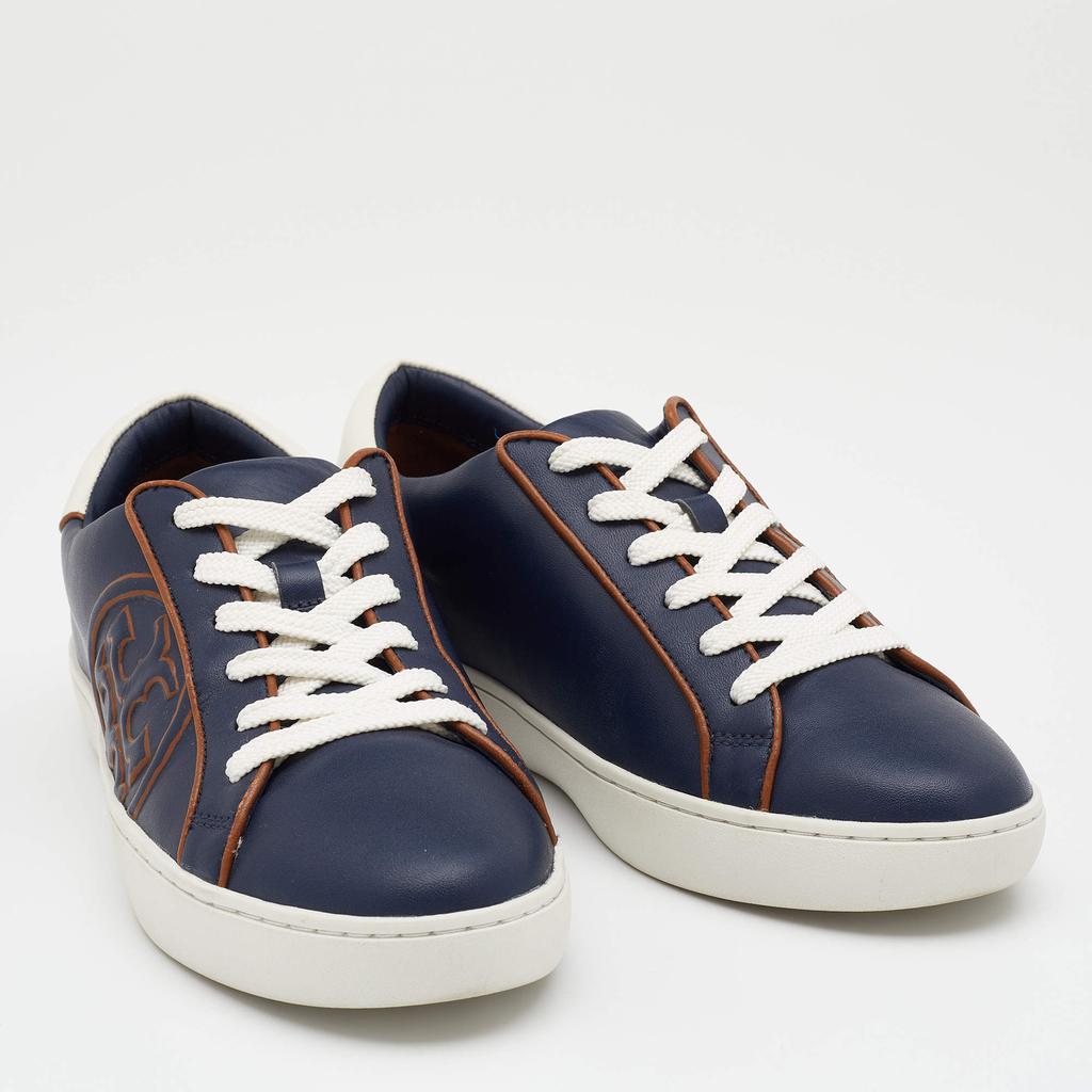 Tory Burch Navy Blue Leather Chance Low Top Sneakers Size 37.5商品第4张图片规格展示